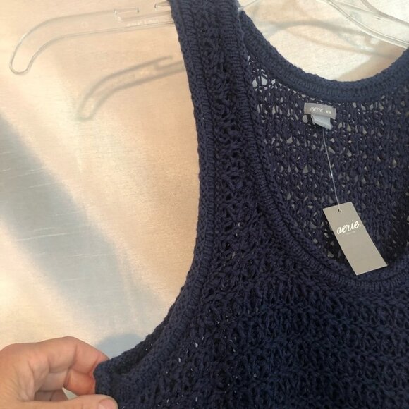NWT Arerie Crochet Navy Blue Tank  Top Ladies Med - Picture 5 of 10
